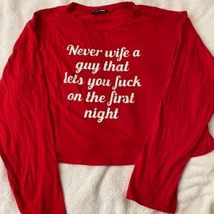 Fashion Nova Red Long Sleeve Tee